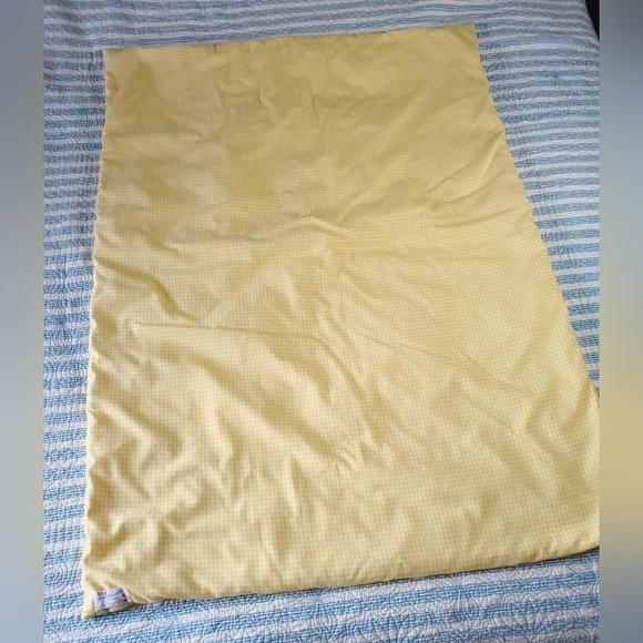 Vintage Handmade Yellow Gingham Plush Crib Blanket Jacquard Lace Zig Zag Trim - Picture 11 of 16